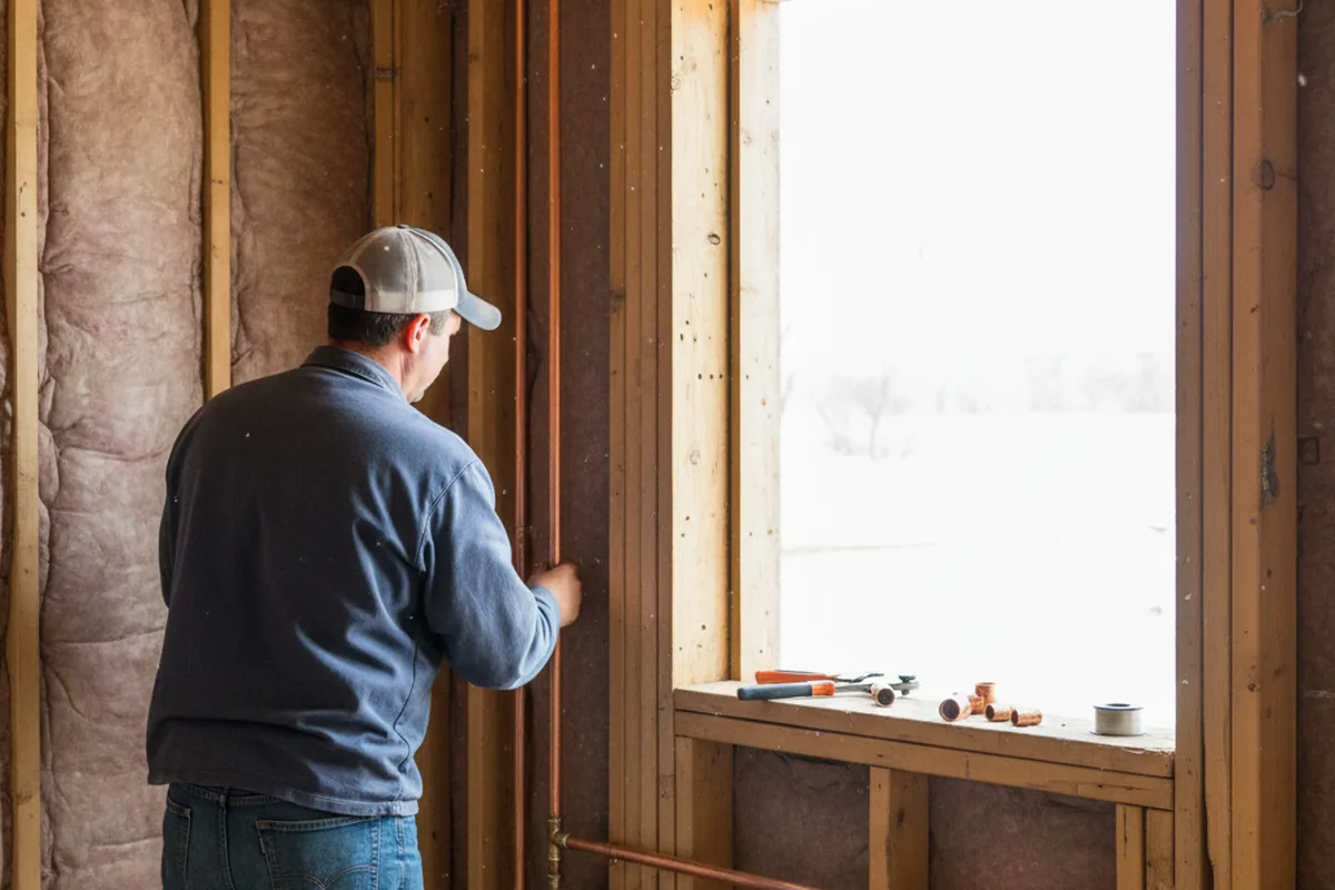 Licensed plumber running new copper supply lines in a Thawville home
