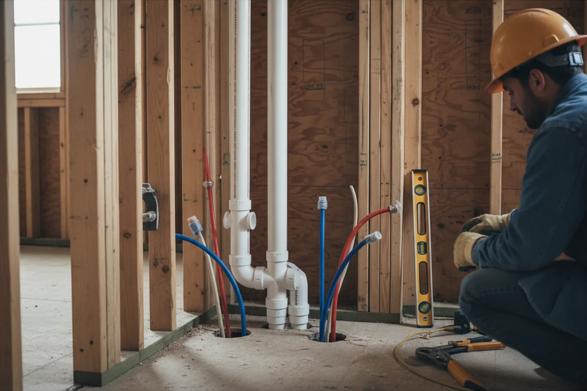 Drain and supply rough-in during Sump Pump Repair in Thawville