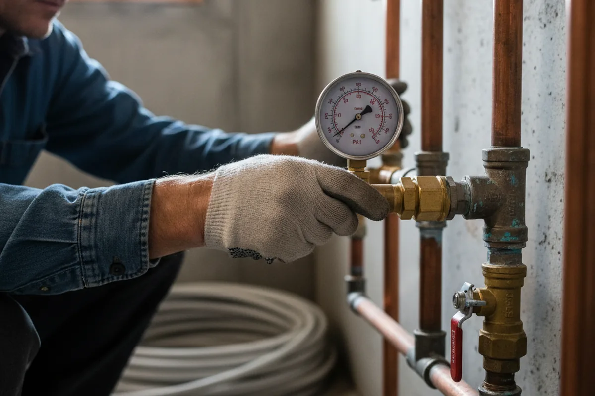 Pressure testing a repaired line during Water Line Repair in Thawville